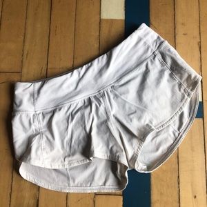 White Lululemon Speed Up shorts